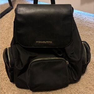 Michael Kors Black Backpack with Gold Accents